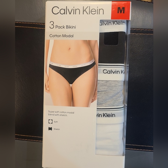 New Calvin Klein Women's Carousel Logo Cotton Stretch Bikini Panties 3 Pack - Picture 6 of 7